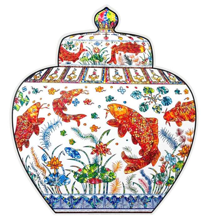 Lidded Jar with Design of a Lotus Pond